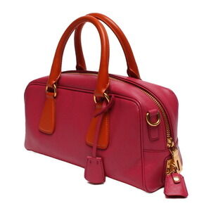 Prada orange pink Saffiano handbag two-way leather